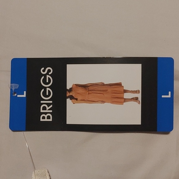 Briggs Women's Linen Blend Tiered Dress orange red M L - Picture 4 of 6